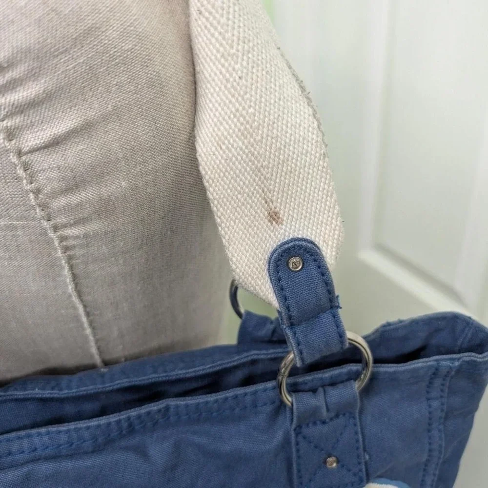 Aeropostale blue canvas tote‎ bag with white embroidery